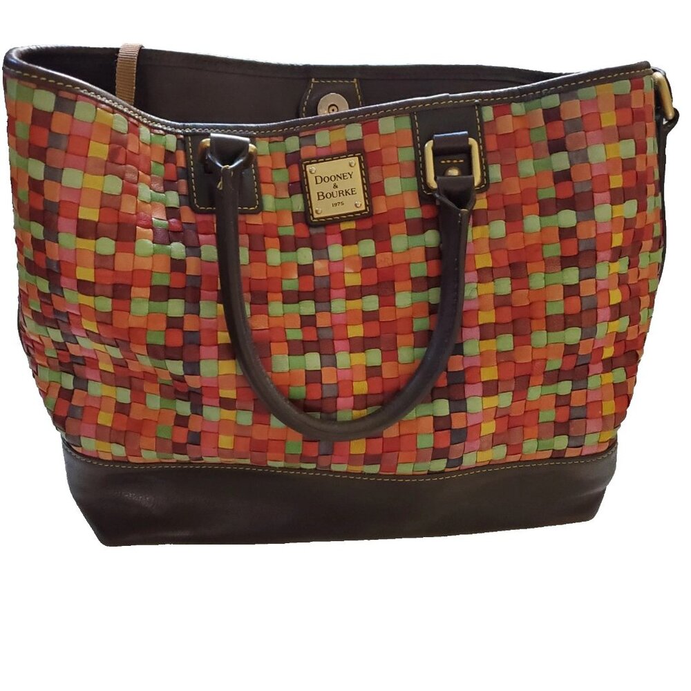Dooney & Bourke Tessuta Multicolor Shopper Handbag Rare